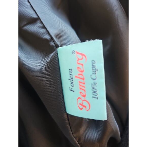 Cinzia Rocca Italy Black 100% Lana Wool Women's Belted Coat Jacket Size 12 - Picture 6 of 7